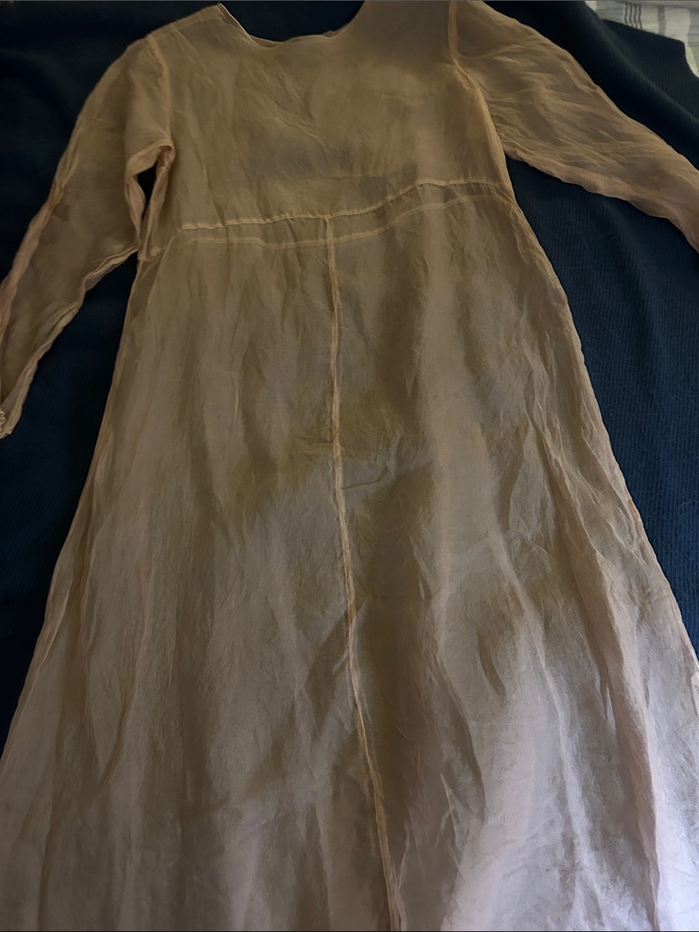 Sheer Long-Sleeve Maxi Dress in Light Taupe